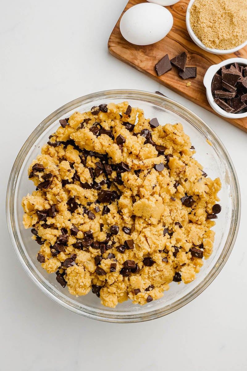 Mixed brown butter chocolate chip cookie dough.