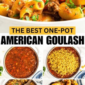 One pot easy goulash recipe made with ground beef and cheese.