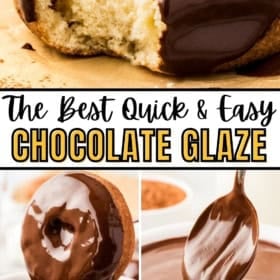Chocolate glaze recipe served with donuts.