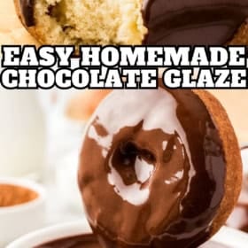 A thick layer of homemade chocolate glaze on a soft donut.