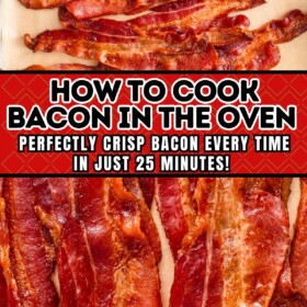 Oven bacon arranged on parchment paper.