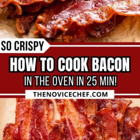 Cooked bacon arranged on parchment paper.