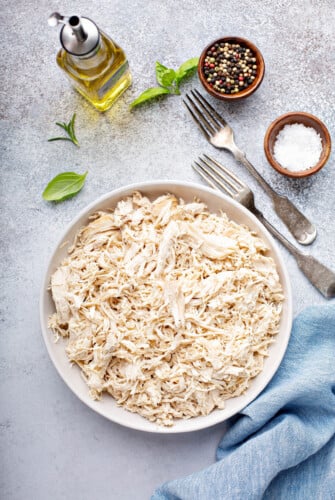 Bowl of shredded chicken